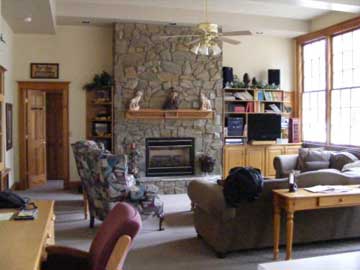 Great room with fabulous stone fireplace